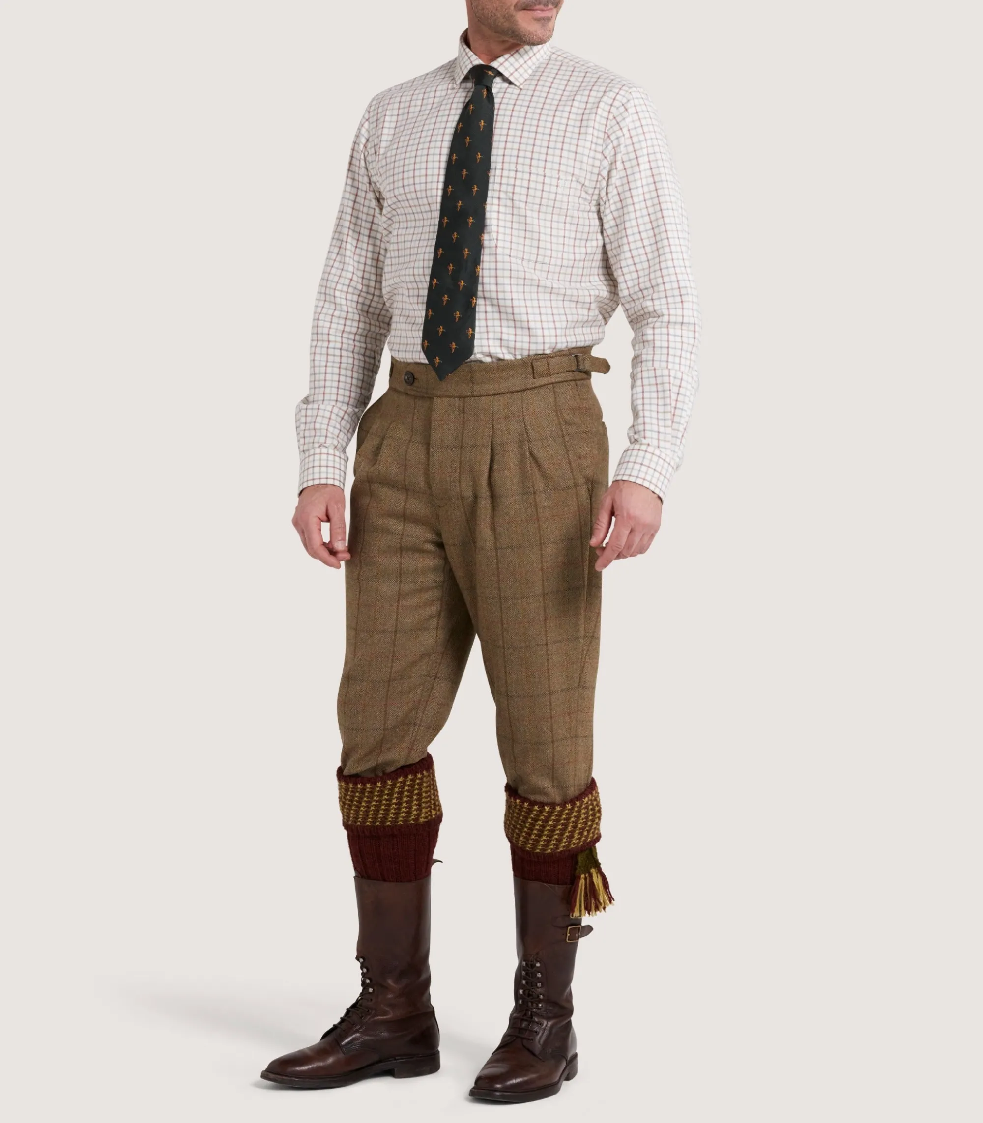 Trousers & Breeks|Purdey Men's Tweed Two Pleat Breek with Storm Cuff in Morar