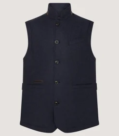 Sporting Vests & Gilets|Purdey Men's Warwick Stand Collar Gilet in Midnight Navy