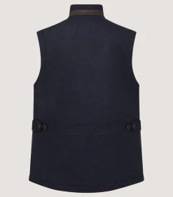 Sporting Vests & Gilets|Purdey Men's Warwick Stand Collar Gilet in Midnight Navy