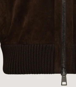 Fleece & Jackets|Purdey Men's York Suede Zip Front Knitted Cardigan in Chocolate