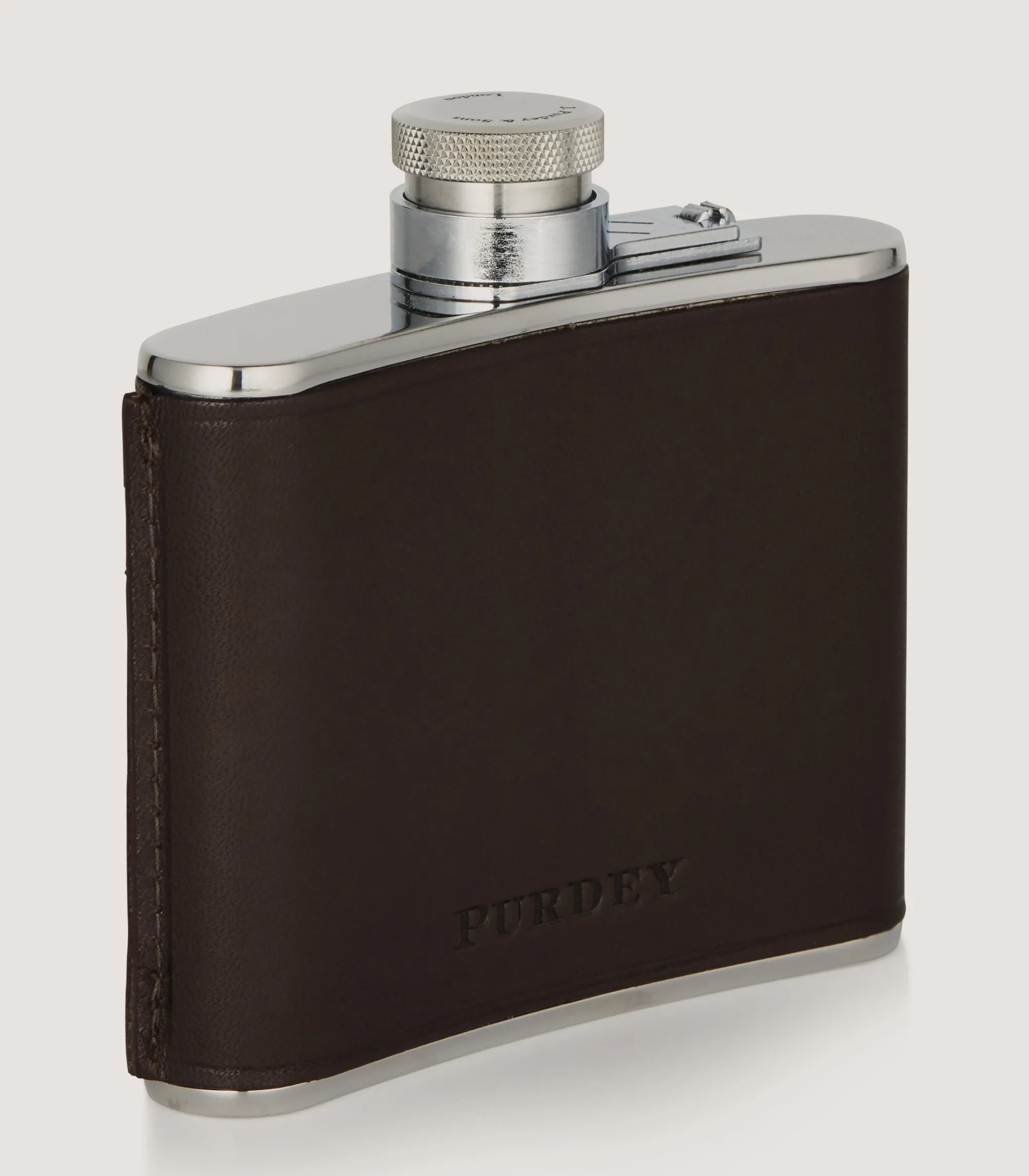 Flask & Drinks Accessories|Purdey 4oz Leather Flask In Dark Brown
