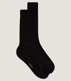 Socks & Gloves|Socks & Gloves|Purdey Ribbed Knit Wool Blend Socks in Dark Brown