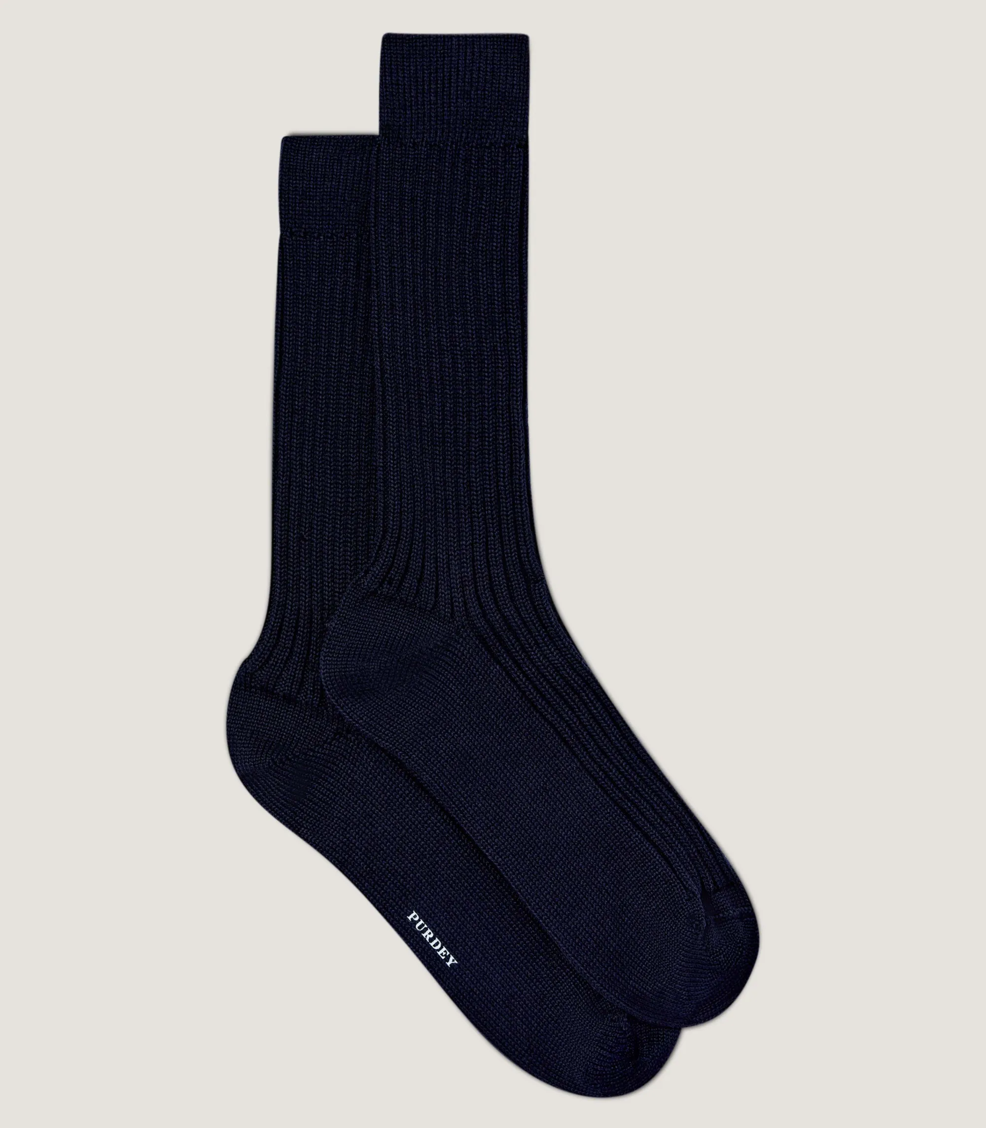 Socks & Gloves|Socks & Gloves|Purdey Ribbed Knit Wool Blend Sock in Midnight