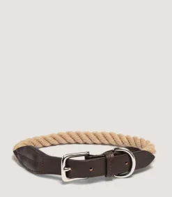 Dog & Falcon Accessories|Purdey Rope & Leather Dog Collar In Natural