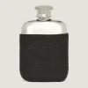 Flask & Drinks Accessories|Purdey Small Leather Covered Flask in Dark Brown
