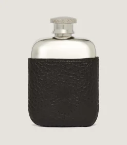 Flask & Drinks Accessories|Purdey Small Leather Covered Flask in Dark Brown