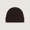Hats & Caps|Hats & Caps|Purdey Unisex Ribbed Cashmere Beanie in Chocolate