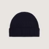 Hats & Caps|Hats & Caps|Purdey Unisex Ribbed Cashmere Beanie in Midnight