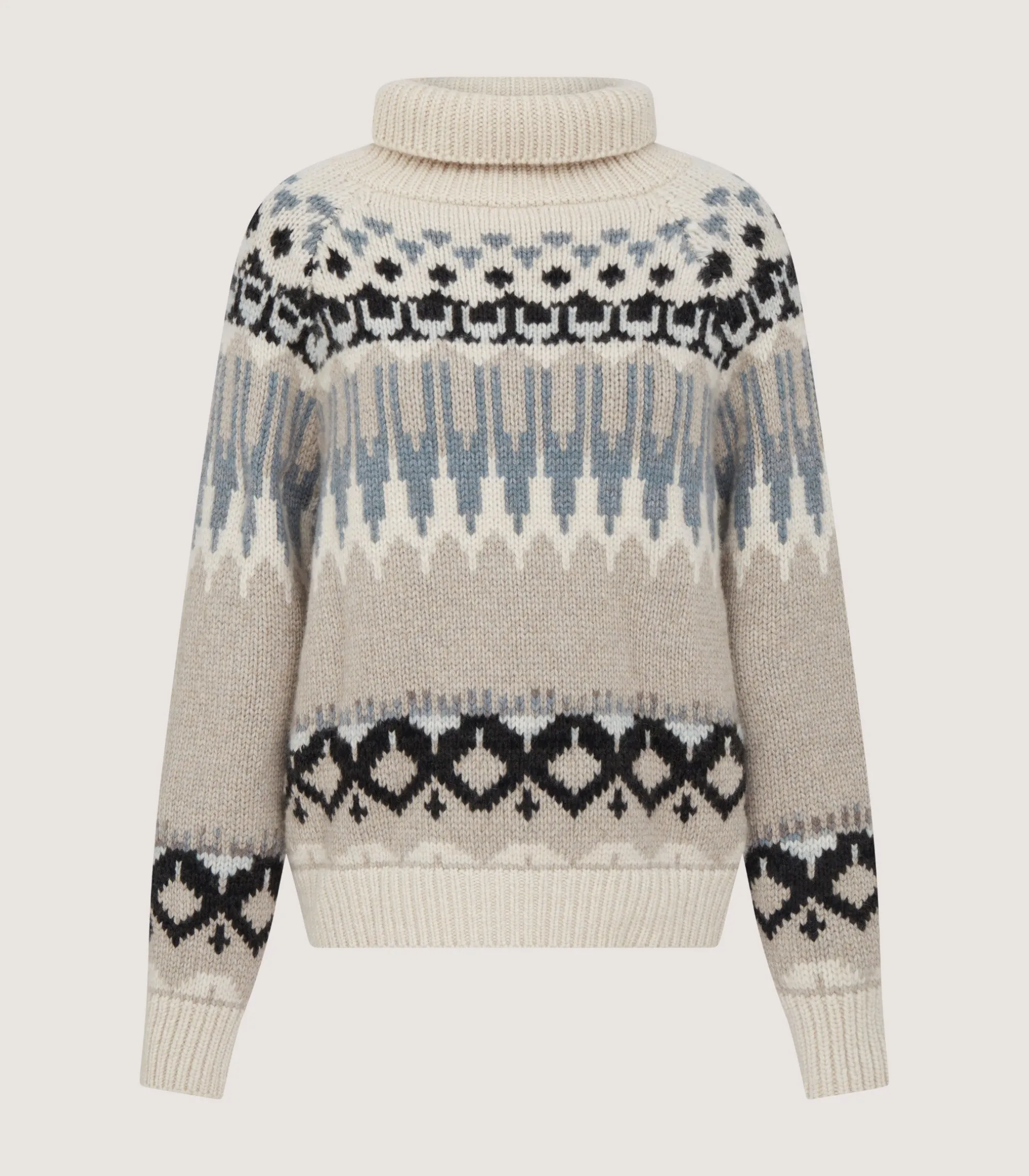 Knitwear|Purdey Women's Cashmere Fairisle Falcon Crew Neck Sweater In Kestral