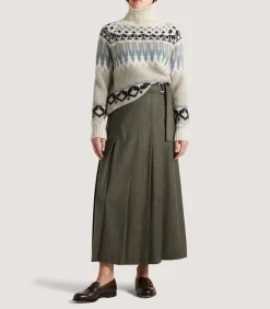 Knitwear|Purdey Women's Cashmere Fairisle Falcon Crew Neck Sweater In Kestral