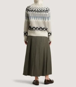 Knitwear|Purdey Women's Cashmere Fairisle Falcon Crew Neck Sweater In Kestral