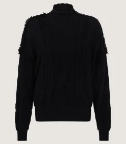 Knitwear|Purdey Women's Cashmere Sweater Blouse With Lace Trim In Black