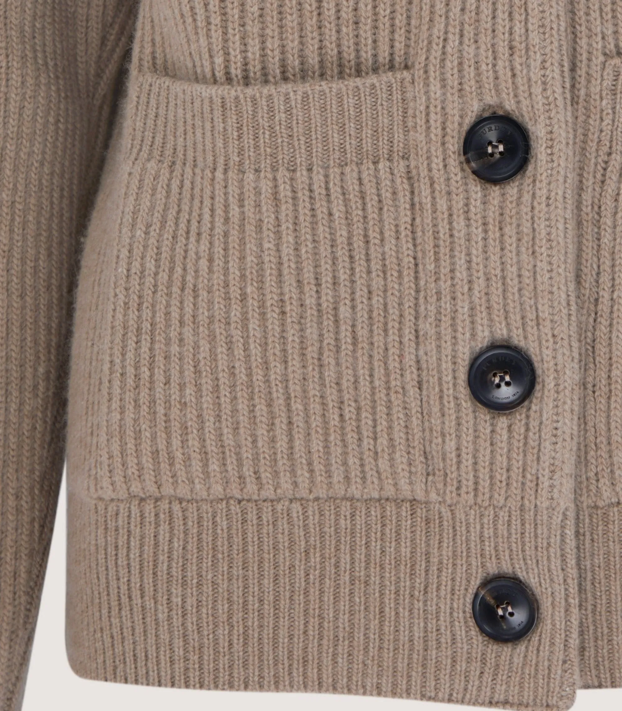 Knitwear|Purdey Women's Clifford Ribbed Cardigan in Taupe