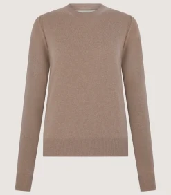 Knitwear|Purdey Women's Cork Crew Neck Jumper in Taupe