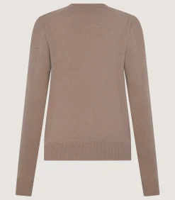 Knitwear|Purdey Women's Cork Crew Neck Jumper in Taupe