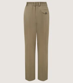 Trousers & Breeks|Purdey Women's Cotton Flat Front Trouser in Dark Olive