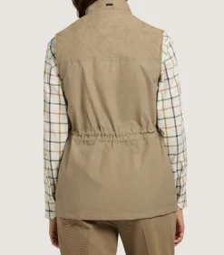 Sporting Vests & Gilets|Purdey Women's High Collar Dry Wax Summer Sporting Vest In Taupe