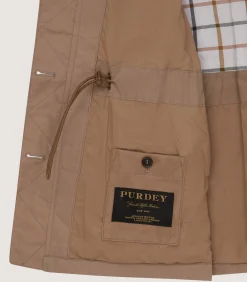 Sporting Vests & Gilets|Purdey Women's High Collar Dry Wax Summer Sporting Vest In Taupe