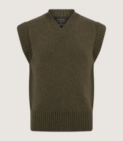 Knitwear|Purdey Women's Islay British Outdoor Vest in Loden