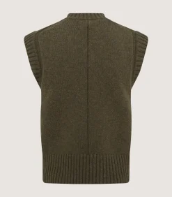 Knitwear|Purdey Women's Islay British Outdoor Vest in Loden