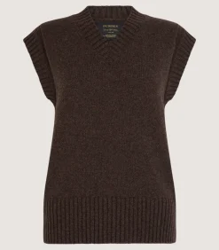 Knitwear|Purdey Women's Islay British Outdoor Vest in Walnut