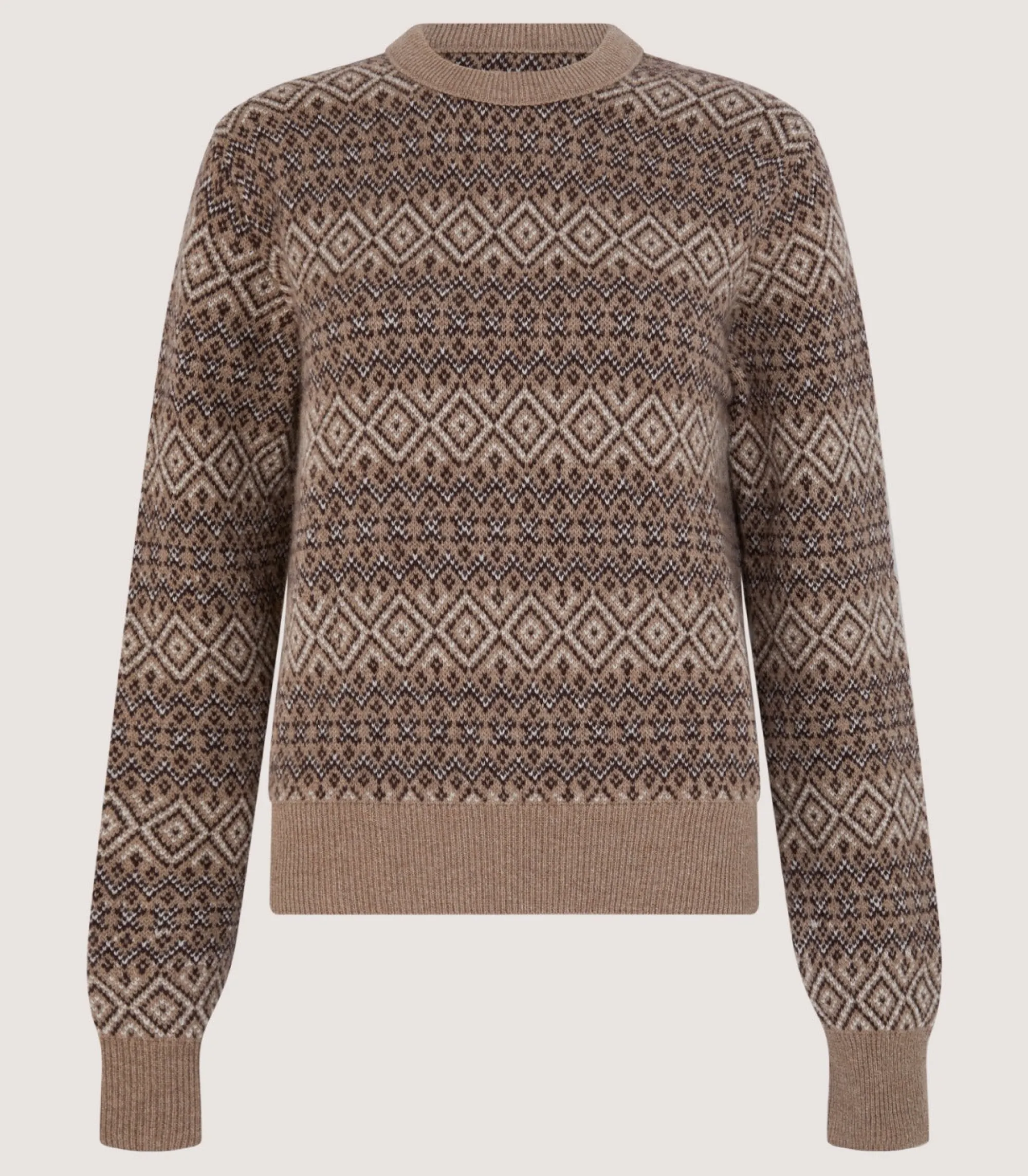 Knitwear|Purdey Women's Kirkstone Cashmere Fairisle Jumper in Antler