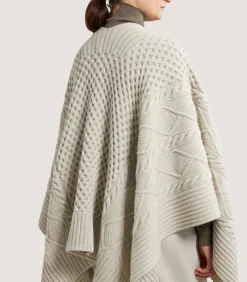 Knitwear|Capes & Ponchos|Purdey Women's Lammermuir Knitted Aran Cape in Ivory
