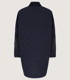 Outerwear|Purdey Women's Long Quilted Jacket in Navy