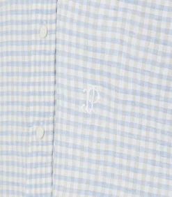 Shirts & Polos|Purdey Women's Pale Indigo Linen Shepherd Check Button Down Shirt