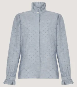 Shirts & Polos|Purdey Women's Pie Crust Spotted Shirt In Light Blue