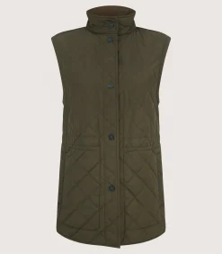 Sporting Vests & Gilets|Outerwear|Purdey Women's Quilted Gilet in Dark Olive