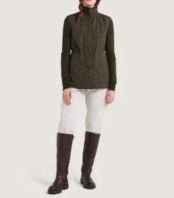 Sporting Vests & Gilets|Outerwear|Purdey Women's Quilted Gilet in Dark Olive