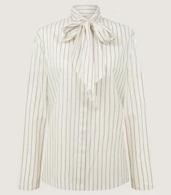 Shirts & Polos|Purdey Women's Scarf Neck Blouse in Pale Stone