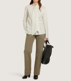 Shirts & Polos|Purdey Women's Scarf Neck Blouse in Pale Stone