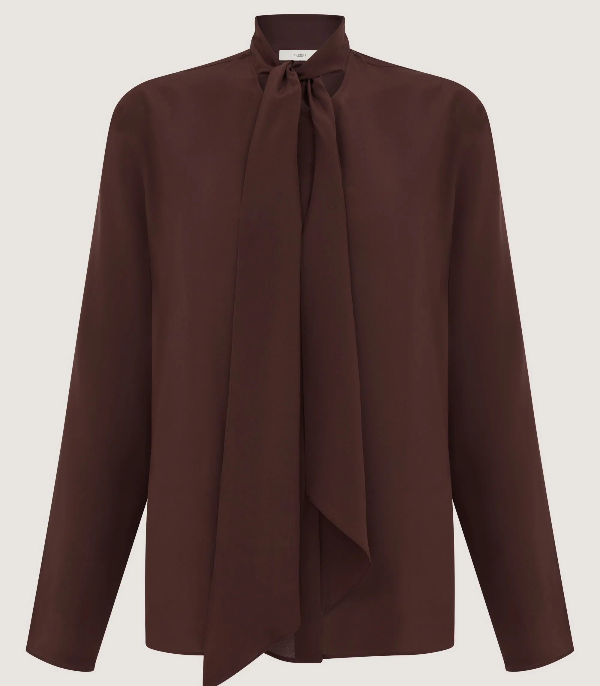 Shirts & Polos|Purdey Women's Silk Scarf Neck Blouse in Umber
