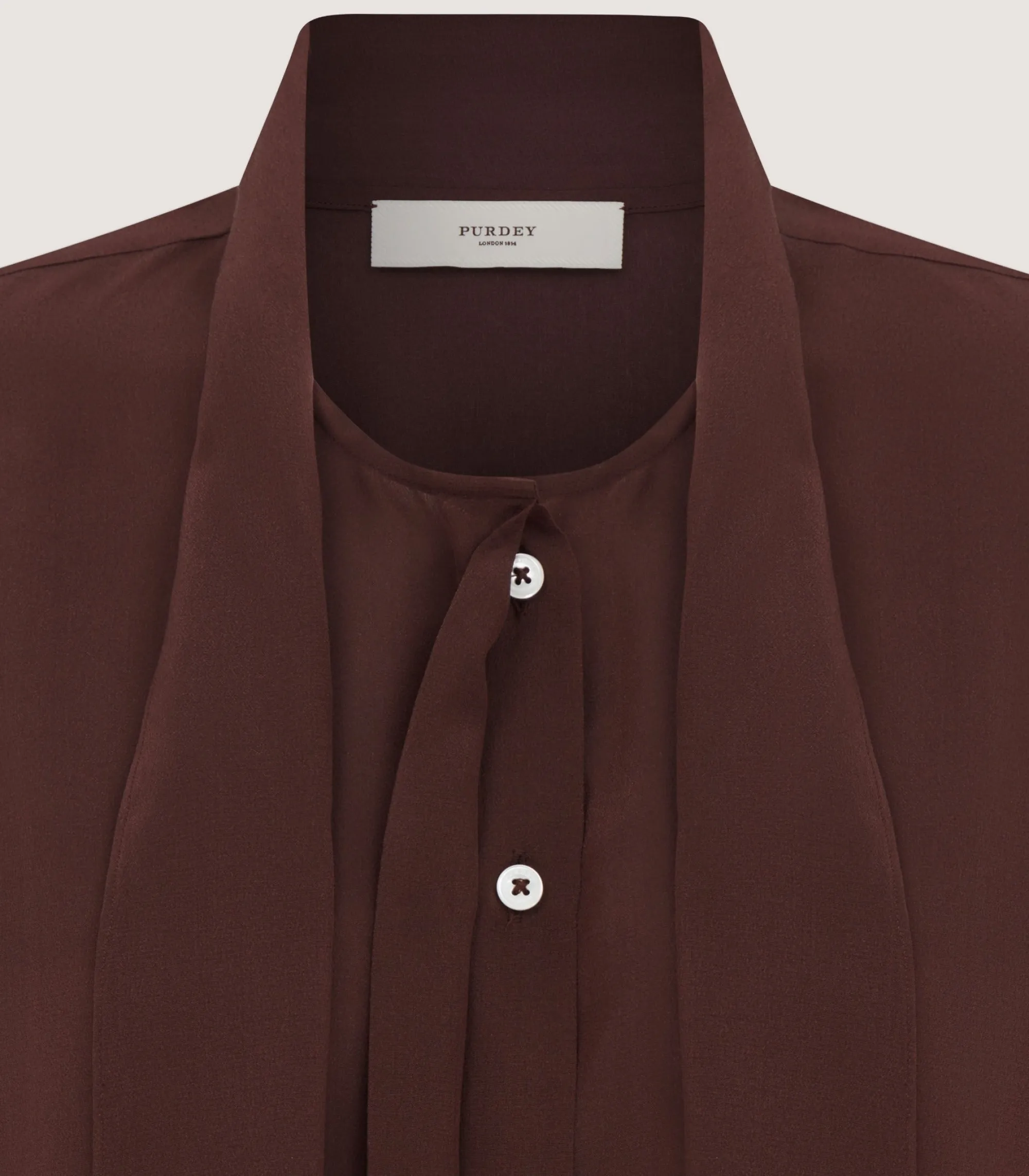 Shirts & Polos|Purdey Women's Silk Scarf Neck Blouse in Umber