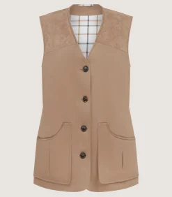Sporting Vests & Gilets|Purdey Women's Summer Cotton Sporting Vest In Dark Taupe
