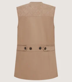 Sporting Vests & Gilets|Purdey Women's Summer Cotton Sporting Vest In Dark Taupe